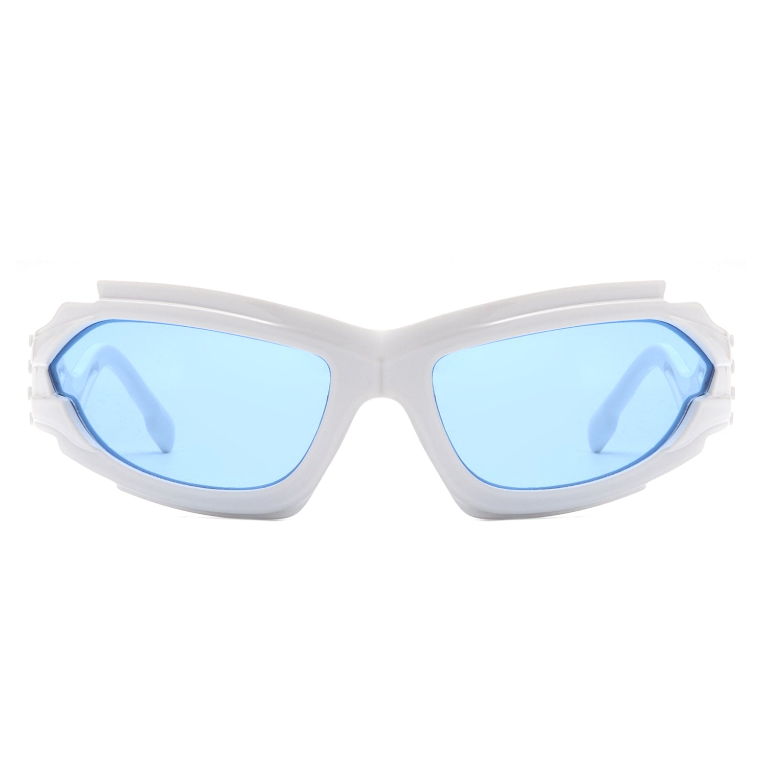 Fliyque - Geometric Rectangle Futuristic Wrap Around Sunglasses
