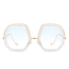 Xanadawn - Women Round Irregular Geometric Glitter Fashion Sunglasses