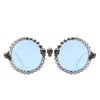 Aerion - Retro Round Gothic Rhinestone Skull Party Sunglasses