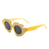 Quiveria - Irregular Glitter Round Cut-Out Cat Eye Flower Design Fashion Sunglasses