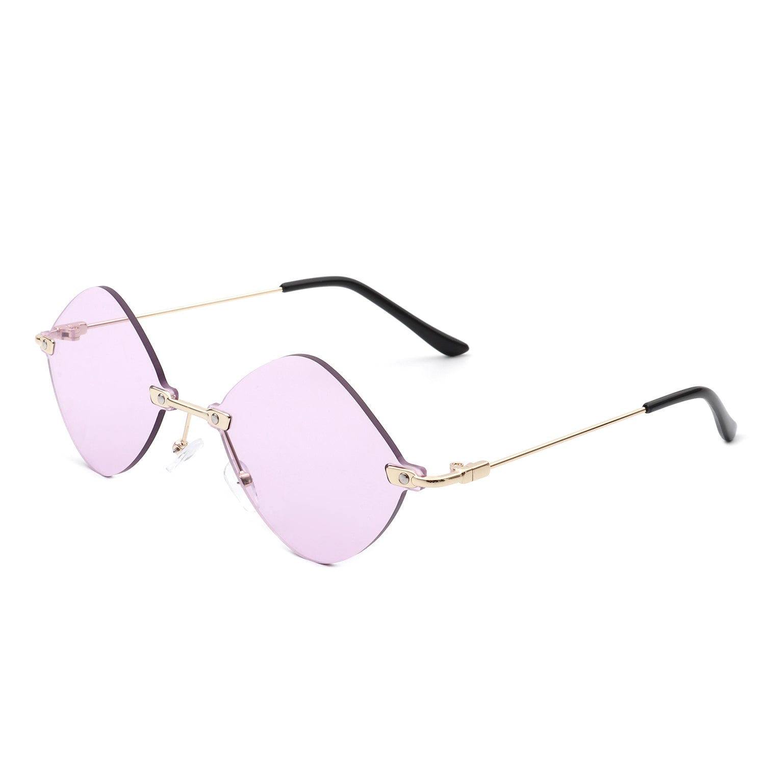 Bluewave - Rimless Retro Round Geometric Frameless Tinted Fashion Sunglasses Lavender
