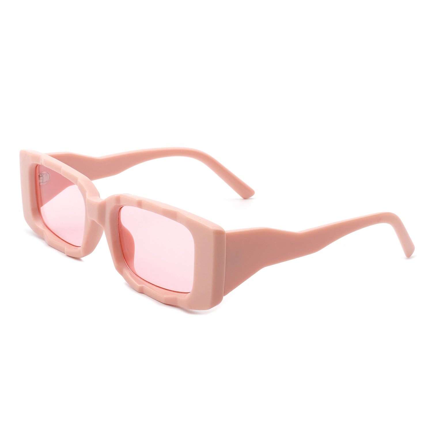 Tigrilla - Rectangle Retro Flat Top Fashion Vintage Square Sunglasses Pink