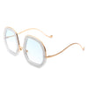 Xanadawn - Women Round Irregular Geometric Glitter Fashion Sunglasses
