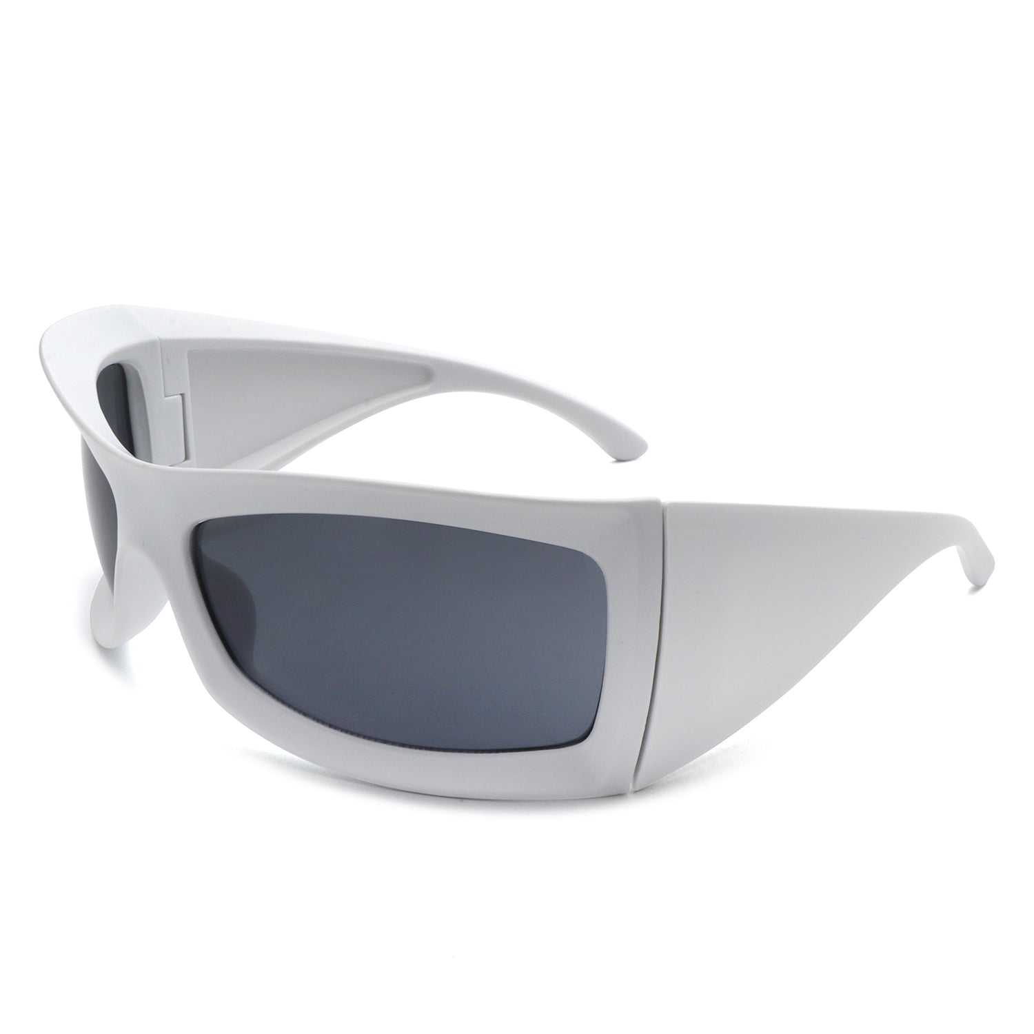 Skytalon - Square Retro Chunky Wrap Around Sunglasses White