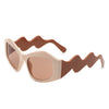 Shimmerz - Square Oversize Irregular Wavy Temple Design Fashion Sunglasses