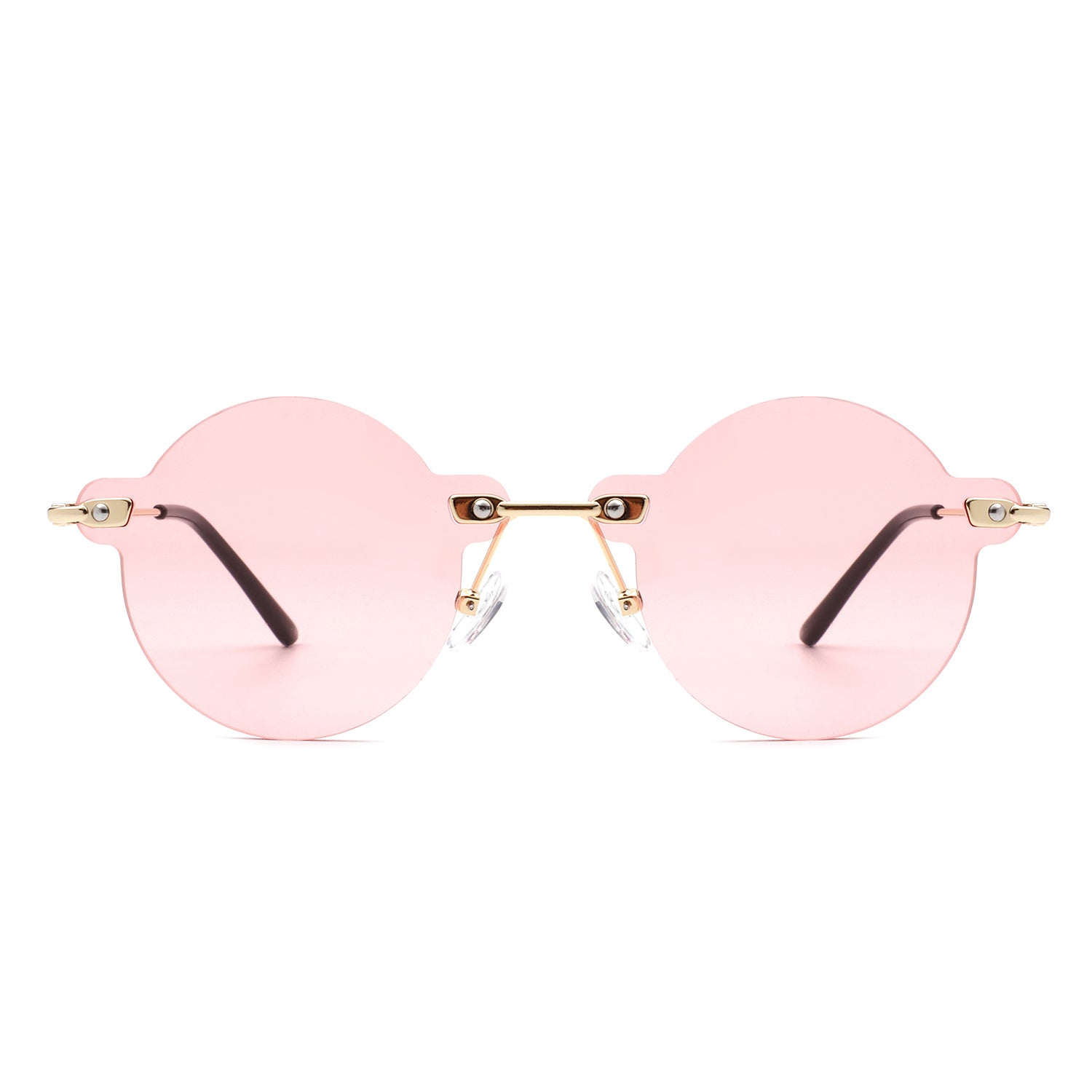 Crescent Circle Retro Round Rimless Fashion Tinted Vintage