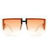 Kaelor - Square Oversized Flat Top Gradient Half Frame Sunglasses