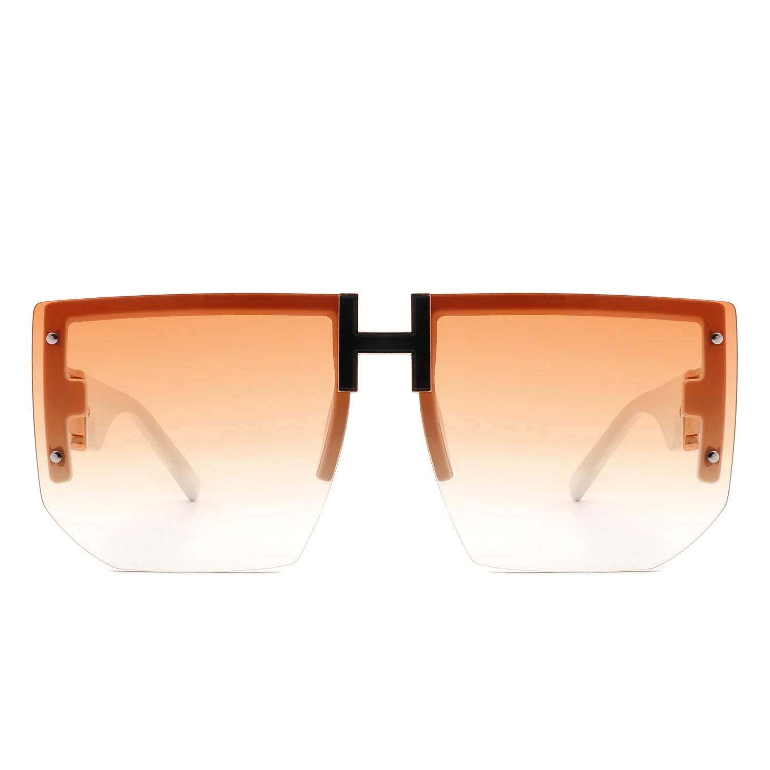 Kaelor - Square Oversized Flat Top Gradient Half Frame Sunglasses