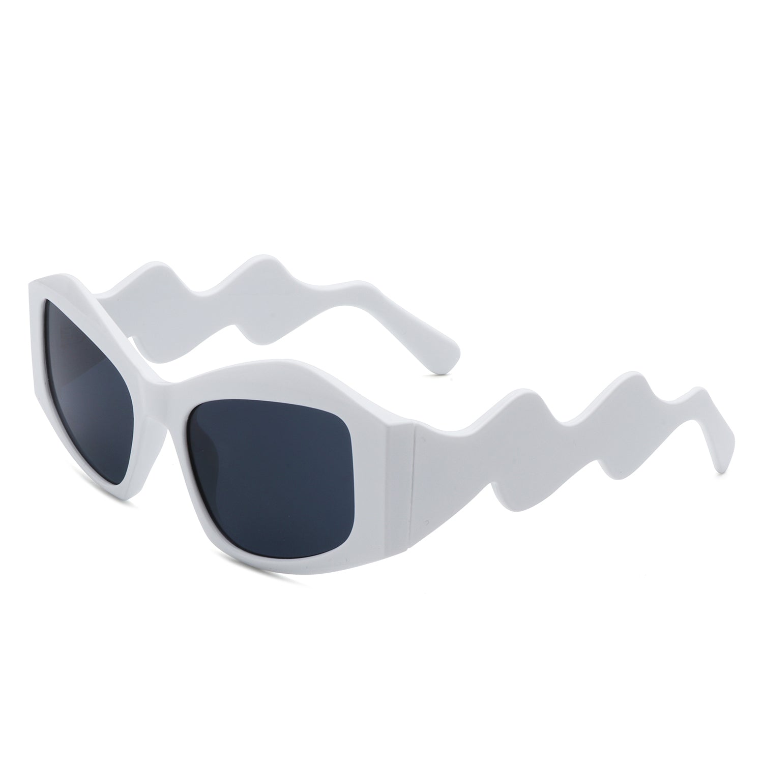 chiramy Shimmerz - Oversized Square Irregular Wavy Temple Sunglasses