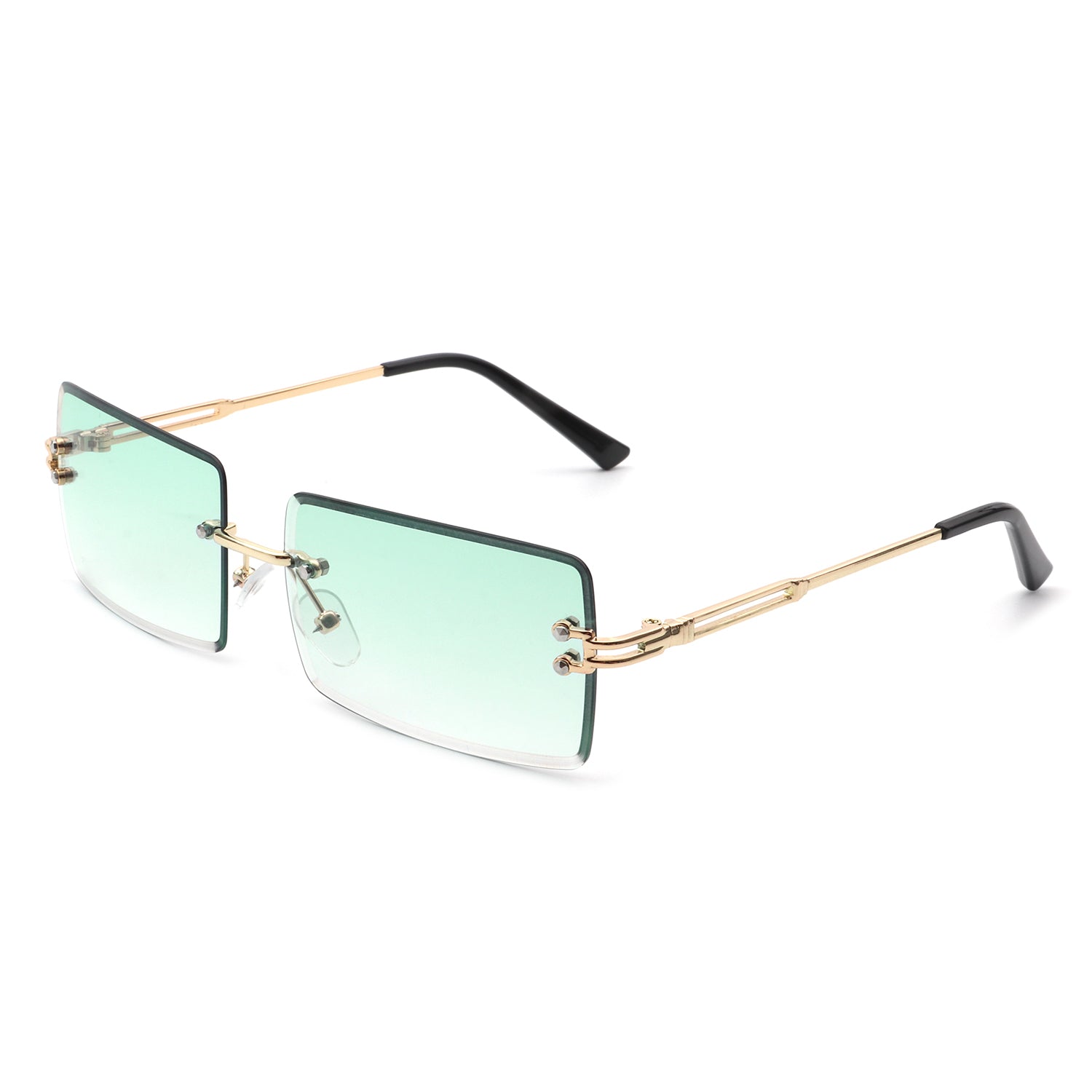 Tyriel - Classic Rimless Retro Rectangle Tinted Fashion Sunglasses