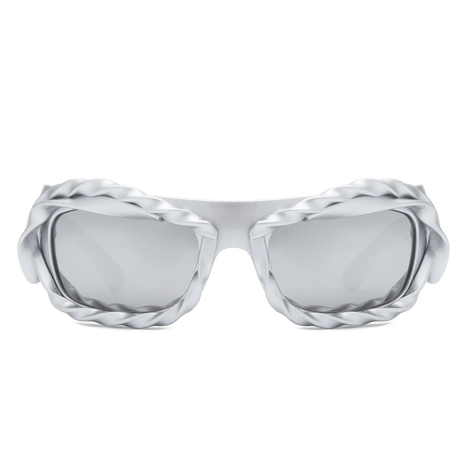 Riff - Rectangle Irregular Twisted Thick Frame Futuristic Sunglasses