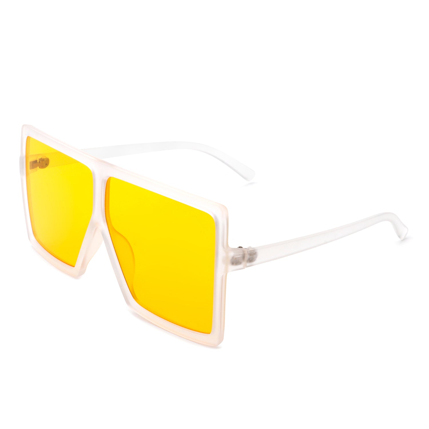 Zenithia - Square Oversize Women Flat Top Fashion Sunglasses Yellow