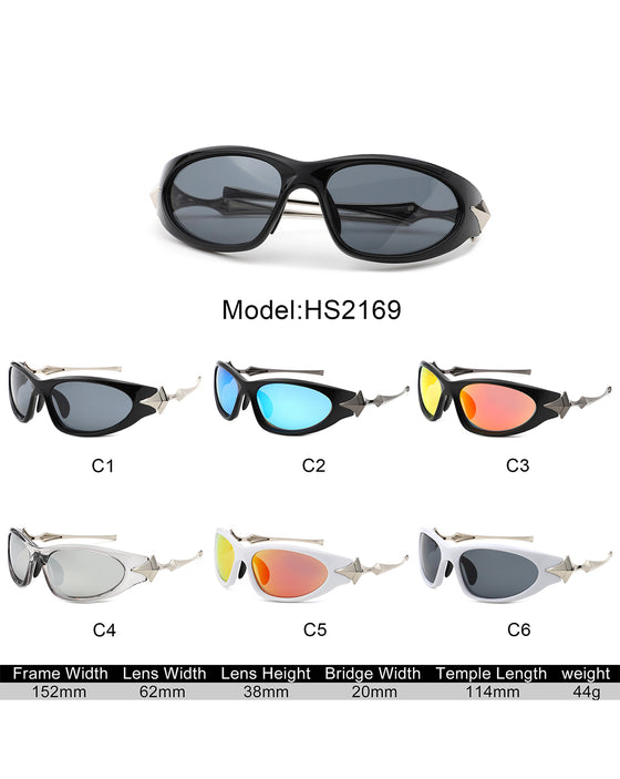 Cramilo Rectangle Wrap Around Sunglasses - Oval Frame Women's Fashion Sun Glasses - UVA & UVB Protection Polycarbonate Lens Eyewear