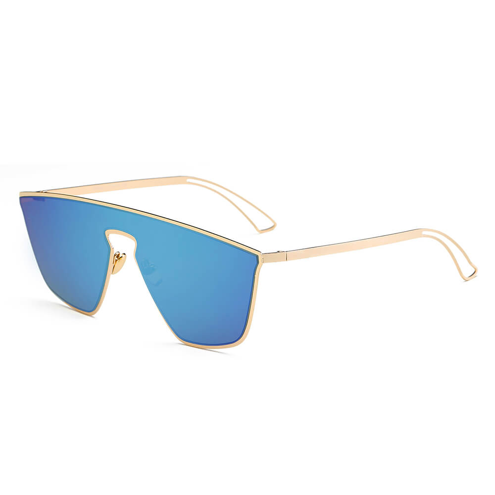Beverly | Women Square Futuristic Flat Lens Sunglasses Blue