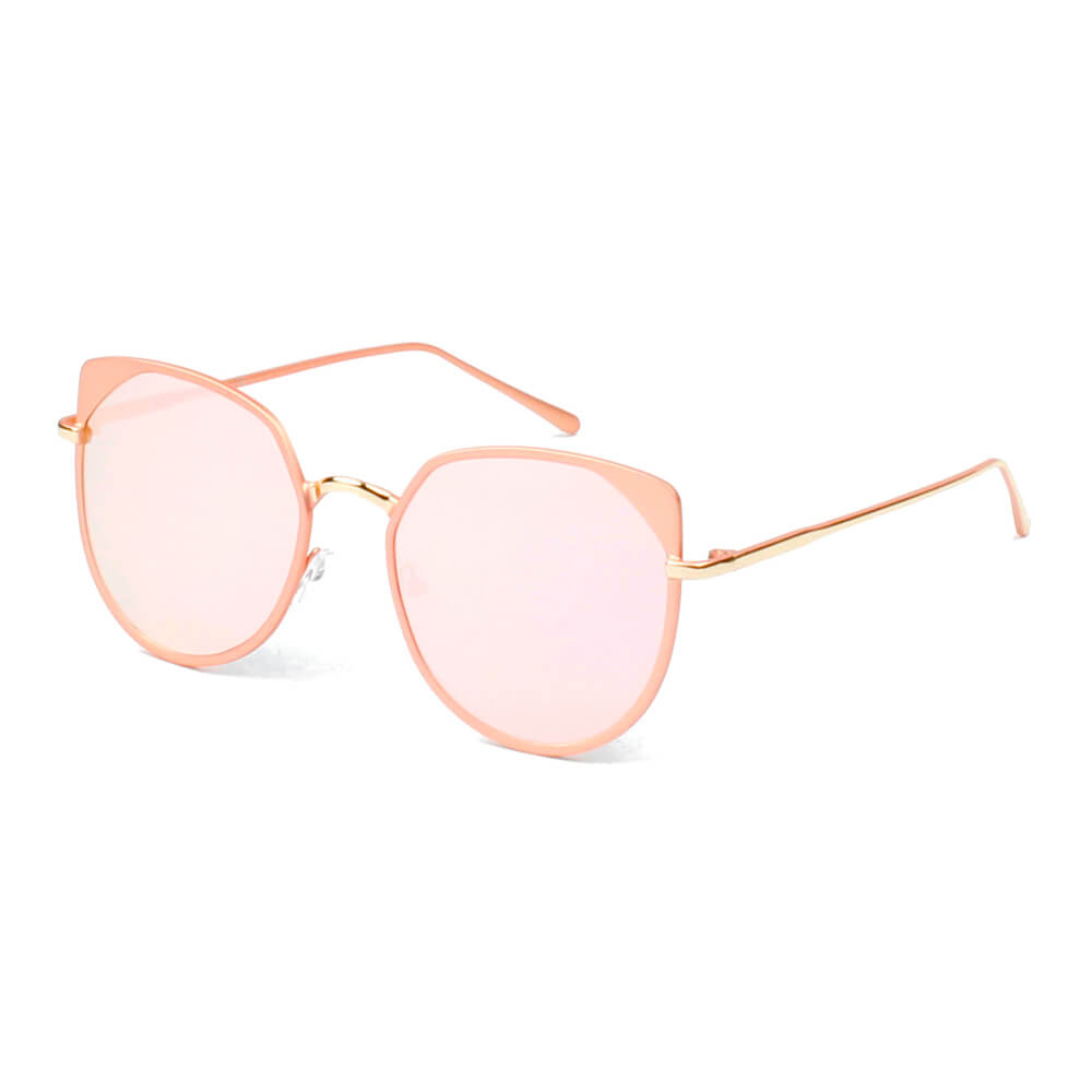 Hershey | Women's Flat Lens Metal Frame Cat Eye Sunglasses Silver - Platinum