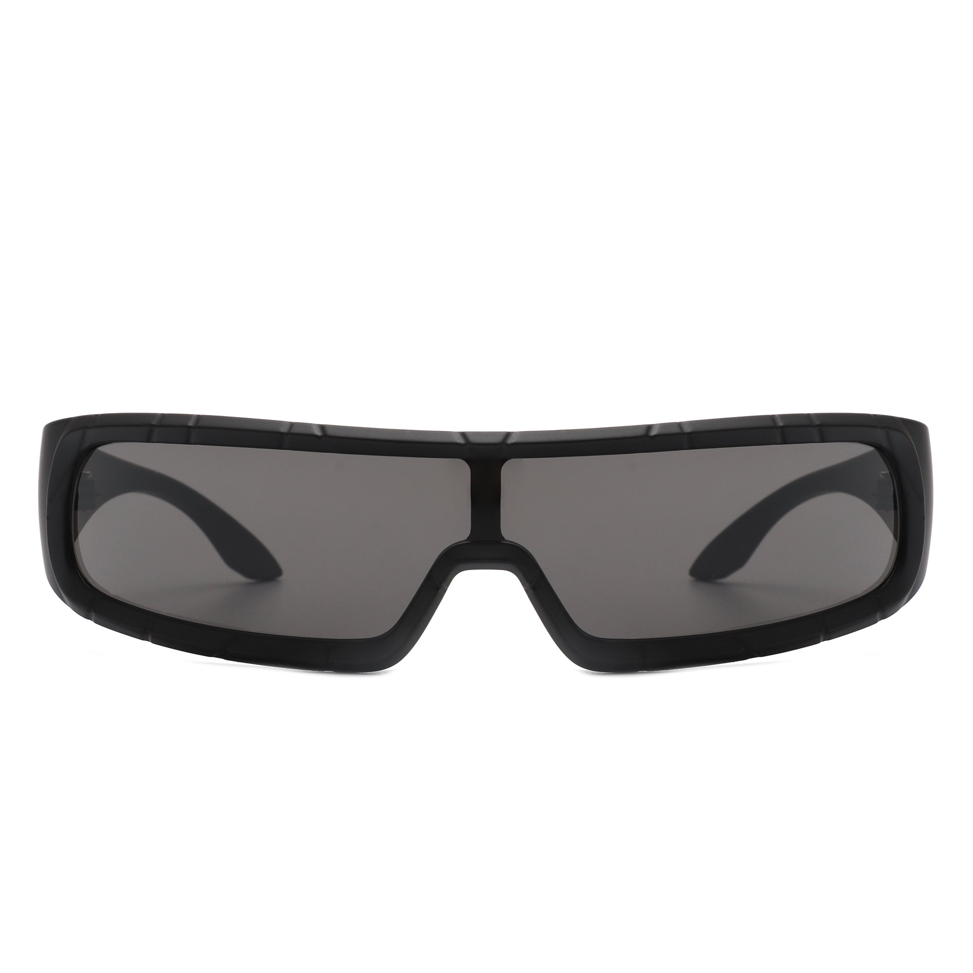 Black Wrap Around Visor Sunglasses