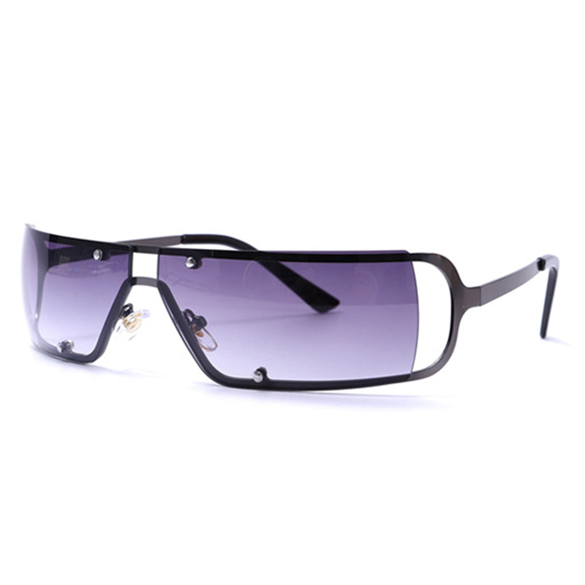 Ustia - Rectangle Narrow Tinted Wraparound Fashion Sunglasses