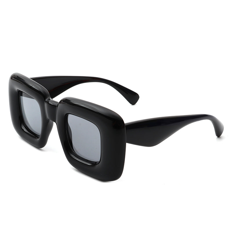 Rayne Oversized Chunky Square Thick Frame Sunglasses Black