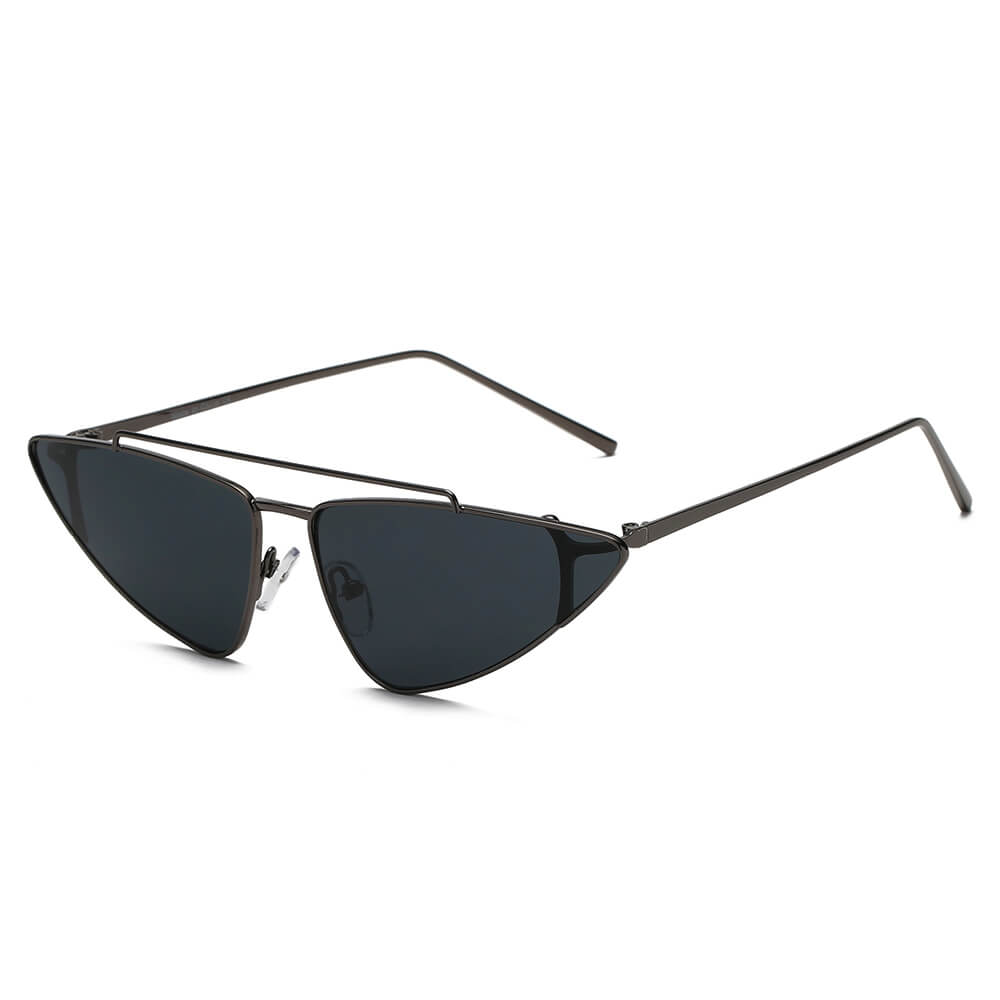Retro Vintage Small Square Rimless Tre Sunglasses, Black