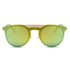INDIO | S3010 - Retro Mirrored Brow-Bar Design Circle Round Fashion Sunglasses - Cramilo Eyewear - Stylish Trendy Affordable Sunglasses Clear Glasses Eye Wear Fashion