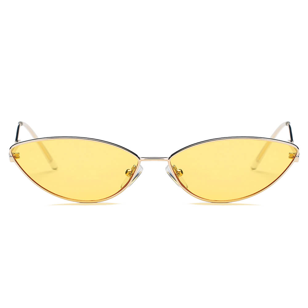 FLINT | S3012 - Small True Retro Vintage Slim Metal Sunglasses - Cramilo Eyewear - Stylish Trendy Affordable Sunglasses Clear Glasses Eye Wear Fashion