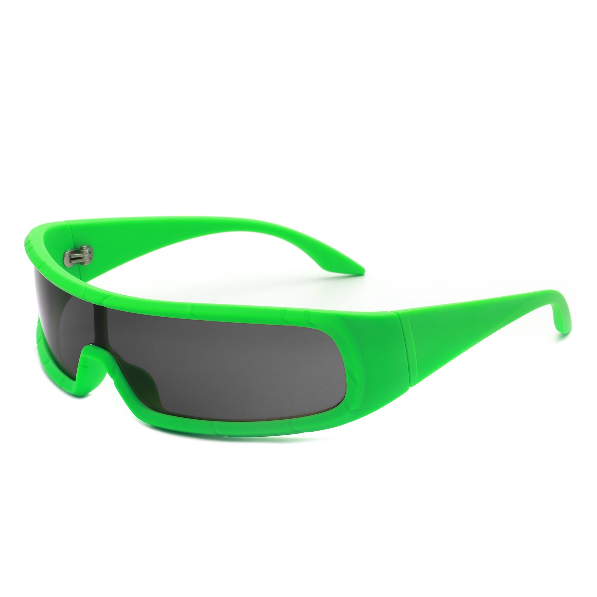 Orion - Futuristic Wrap Around Fashion Rectangle Shield Sunglasses Green