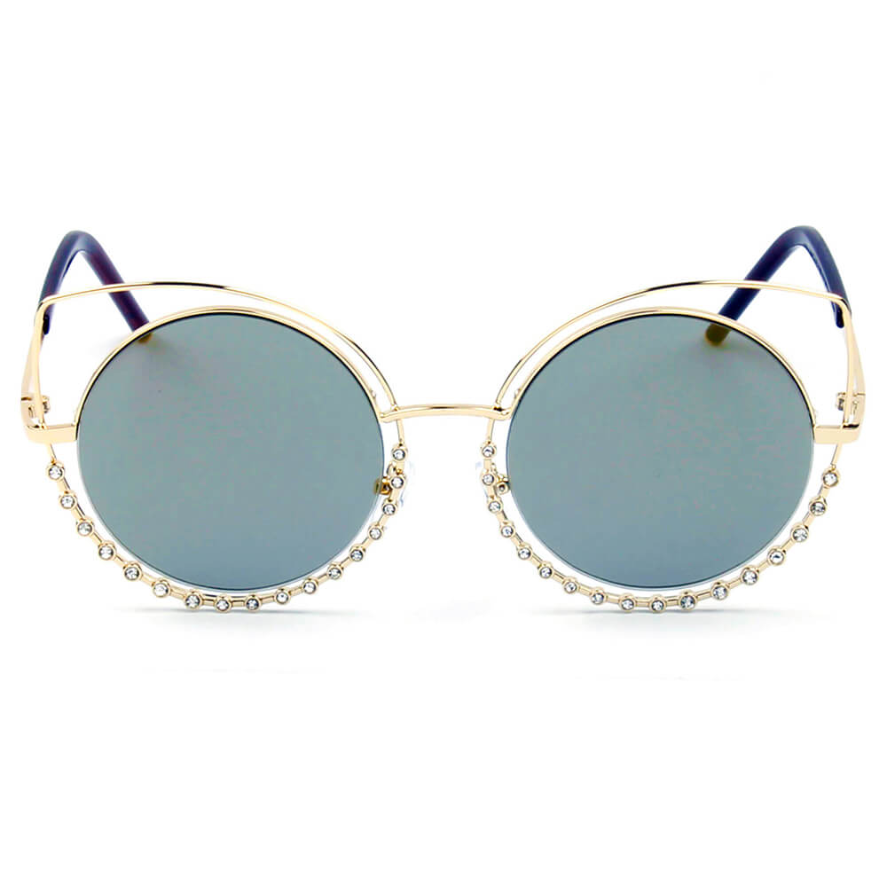 Glo Edge Cut Rimless Cat Eye Rhinestone Wholesale Sunglasses