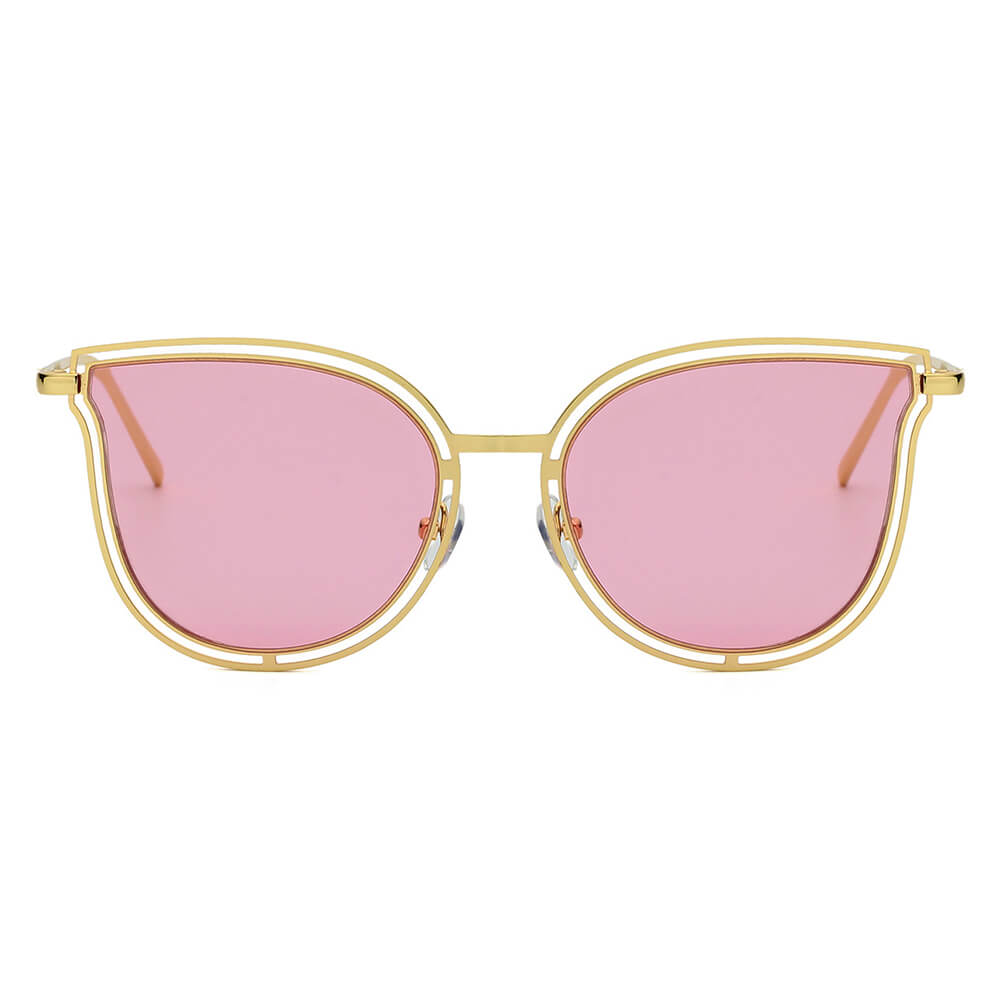 DUNDEE | S2048 - Women Round Cat Eye Fashion Sunglasses - Cramilo Eyewear - Stylish Trendy Affordable Sunglasses Clear Glasses Eye Wear Fashion