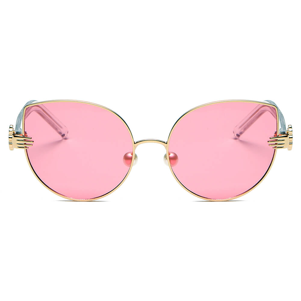 Vintage Cat Eye Sunglasses For Women Small Metal Chain Sunglasses Elegant  Eyeglasses Trend Fashion Black Shades,pink tea,other : : Fashion