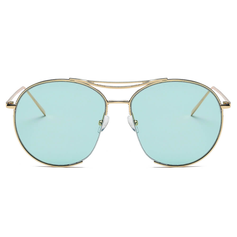 LOUDON | S2036 - Oversize Tinted Lens Round Aviator Sunglasses - Cramilo Eyewear - Stylish Trendy Affordable Sunglasses Clear Glasses Eye Wear Fashion