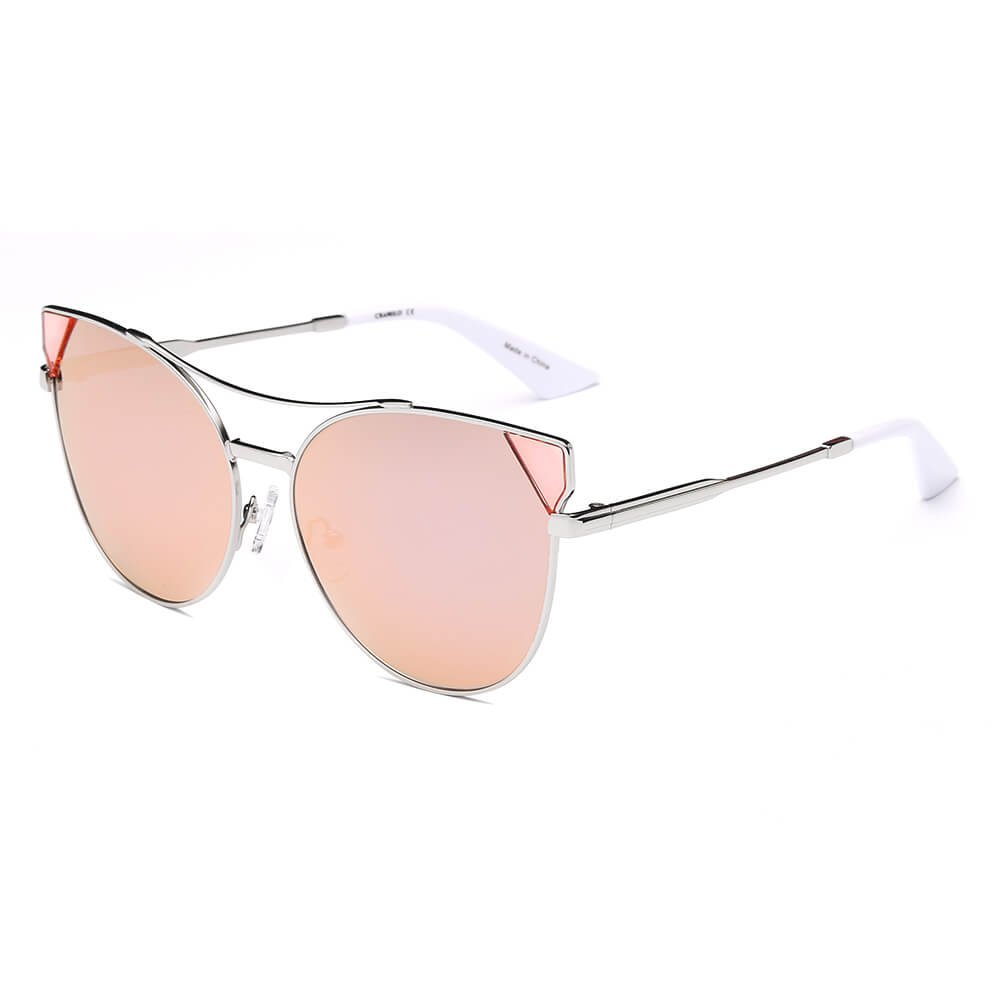 CLARCKSTON | CA02 - Women's Trendy Mirrored Lens Cat Eye Sunglasses - Cramilo Eyewear - Stylish Trendy Affordable Sunglasses Clear Glasses Eye Wear Fashion