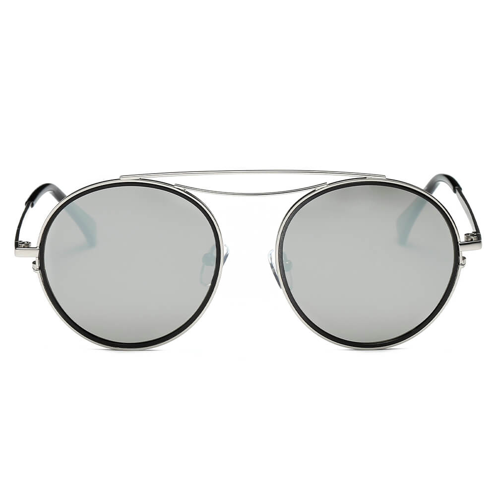 FAIRFAX | CA10 - Polarized Circle Round Brow-Bar Fashion Sunglasses - Cramilo Eyewear - Stylish Trendy Affordable Sunglasses Clear Glasses Eye Wear Fashion