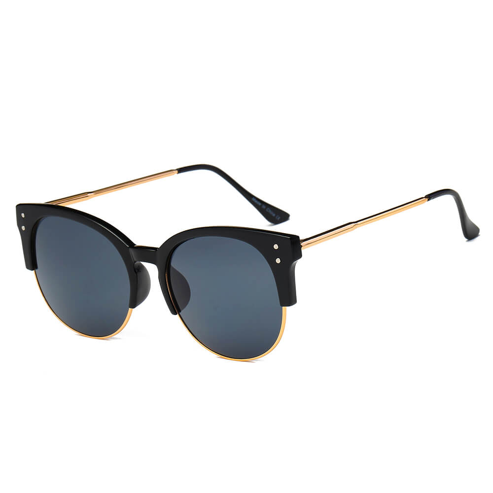 ABANDA Round Mirrored Flat Lens Half Frame Sunglasses Circle