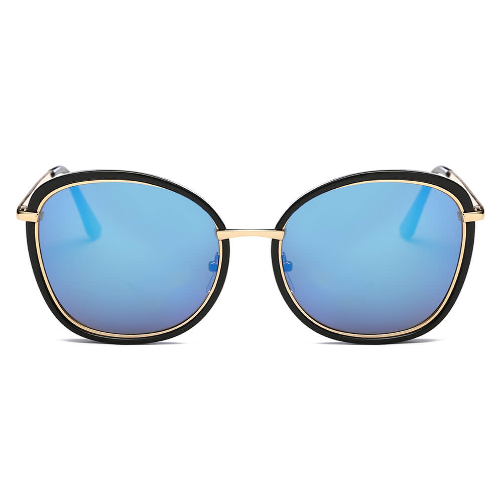 BROOKVILLE | S2003 - Women Round Cat Eye Oversize Sunglasses - Cramilo Eyewear - Stylish Trendy Affordable Sunglasses Clear Glasses Eye Wear Fashion