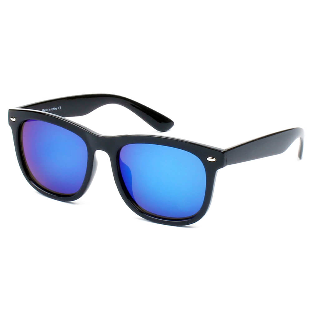 GIRONA | E06 - Classic Horned Rim Mirrored Lens Sunglasses - Cramilo Eyewear - Stylish Trendy Affordable Sunglasses Clear Glasses Eye Wear Fashion