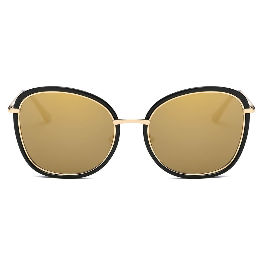 BROOKVILLE | S2003 - Women Round Cat Eye Oversize Sunglasses - Cramilo Eyewear - Stylish Trendy Affordable Sunglasses Clear Glasses Eye Wear Fashion