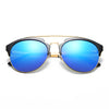 COROLLA | Half Frame Mirrored Lens Horned Rim Sunglasses Circle