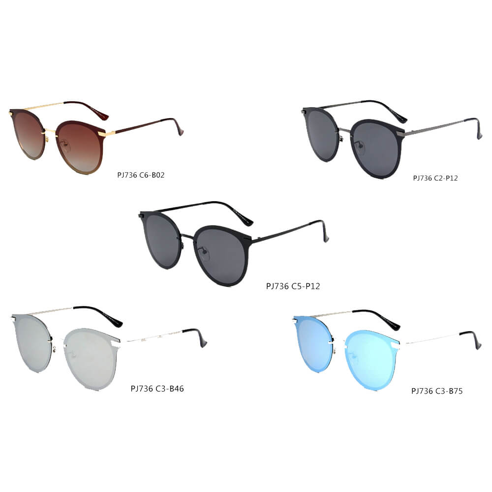 HORNACHUELOS | SHIVEDA PJ736 - Women Round Flat Cat Eye Polarized Lens Sunglasses - Cramilo Eyewear - Stylish Trendy Affordable Sunglasses Clear Glasses Eye Wear Fashion