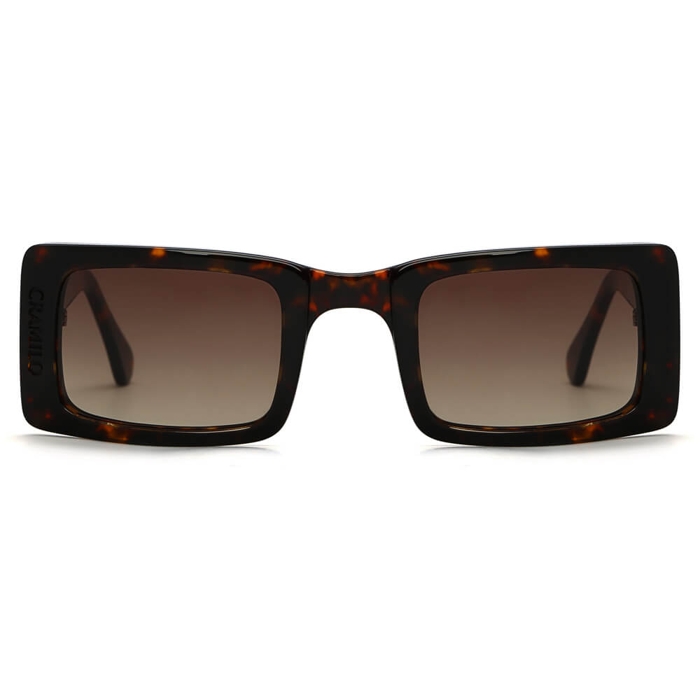 Dayton | Unique Futuristic Unisex Postmodern Rectangle Square Sunglasses Vanilla/Black Frame - Khaki Smoke Lens