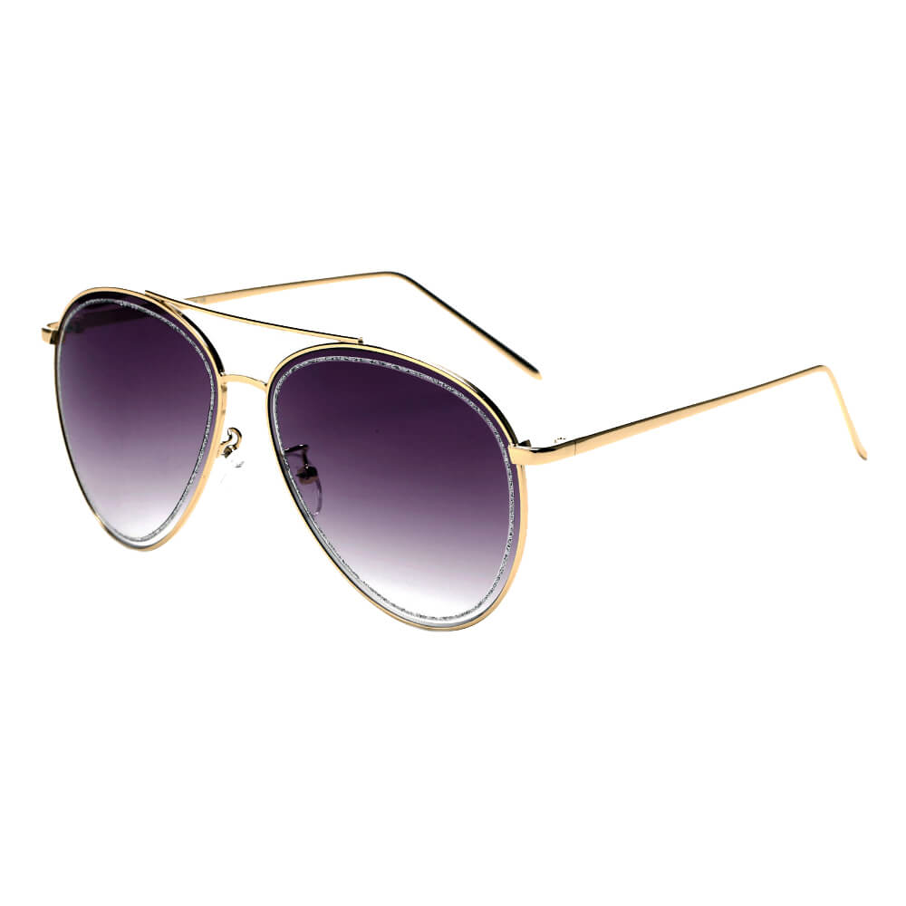 NAMPA | S3017 - Women Glitter Rimmed Fashion Aviator Sunglasses - Cramilo Eyewear - Stylish Trendy Affordable Sunglasses Clear Glasses Eye Wear Fashion