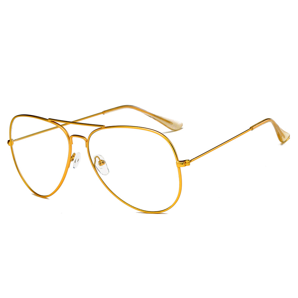 Enid - Trendy Aviator Clear Glasses Lens Sun Glasses Shiny Gold